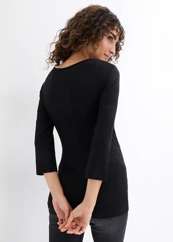 Maglia prémaman a coste con morbida scollatura a V, bonprix