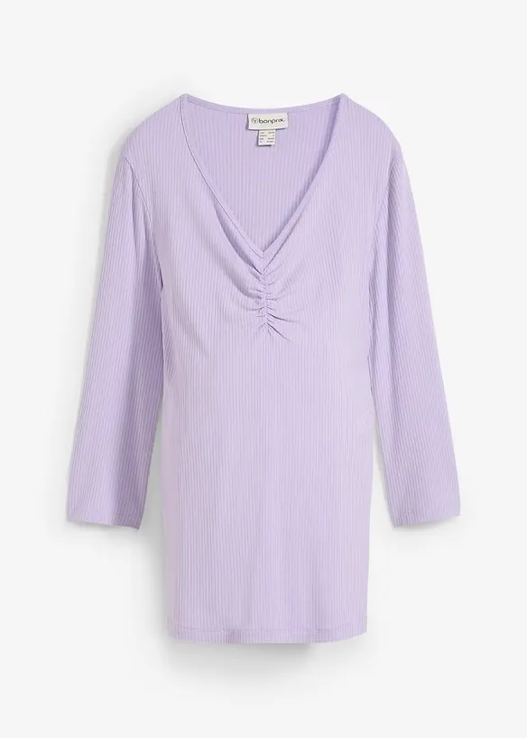 Maglia prémaman a coste con morbida scollatura a V, bonprix