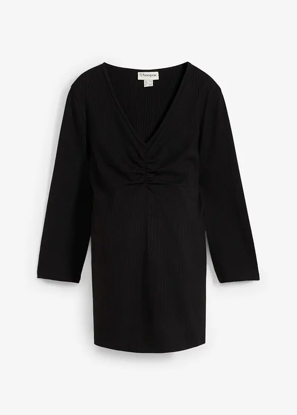 Maglia prémaman a coste con morbida scollatura a V, bonprix