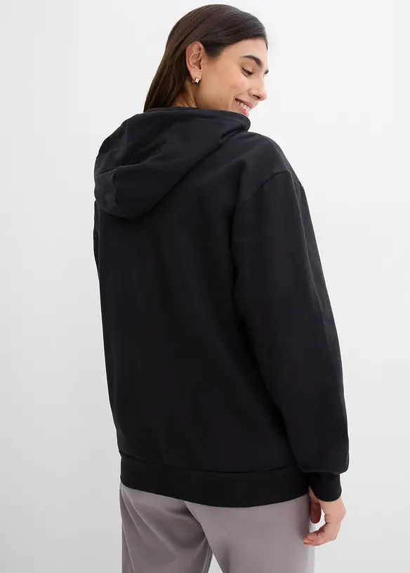 Felpa prémaman 3 in 1in puro cotone con zip, cappuccio e inserto babywearing, bonprix