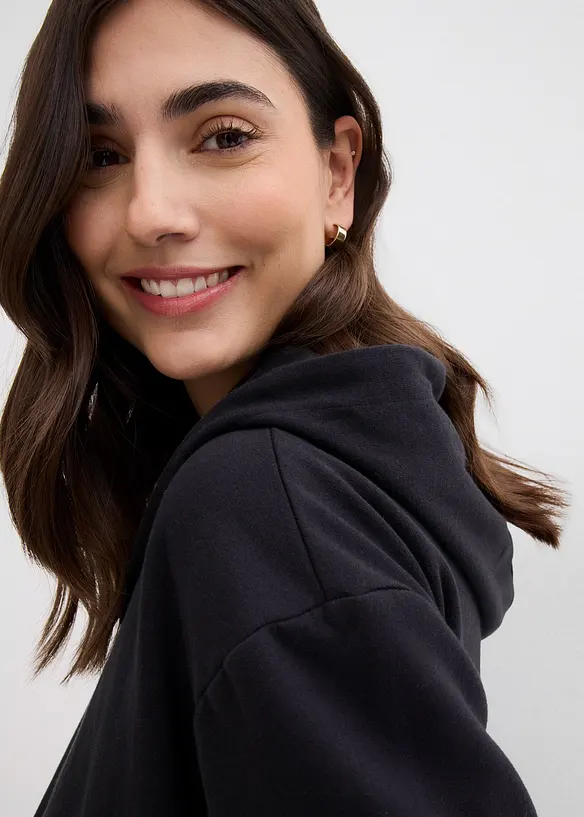 Felpa prémaman 3 in 1in puro cotone con zip, cappuccio e inserto babywearing, bonprix