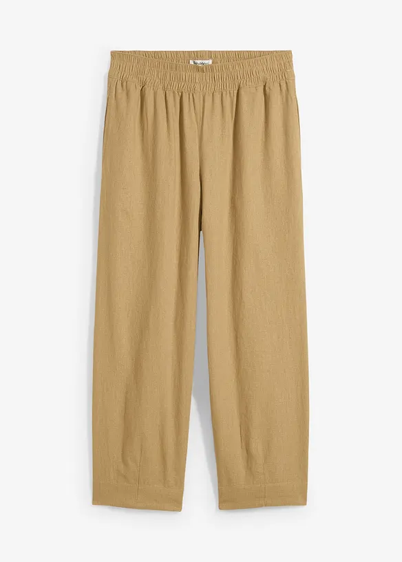 Pantaloni a carota in misto lino e viscosa, lunghezza 7/8, bonprix