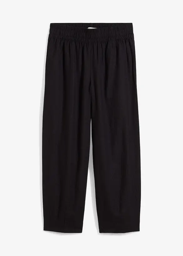 Pantaloni a carota in misto lino e viscosa, lunghezza 7/8, bonprix