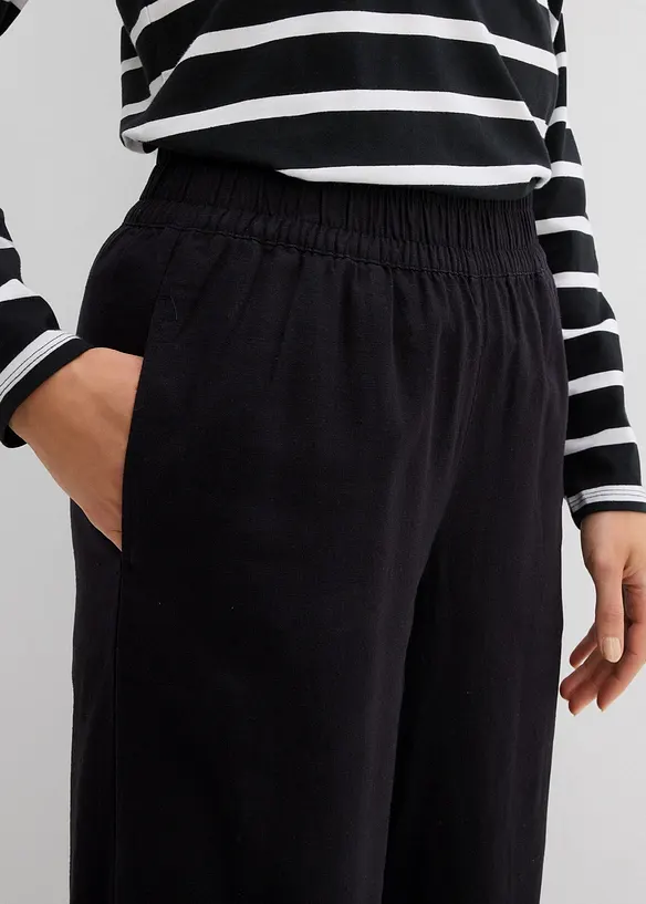 Pantaloni a carota in misto lino e viscosa, lunghezza 7/8, bonprix