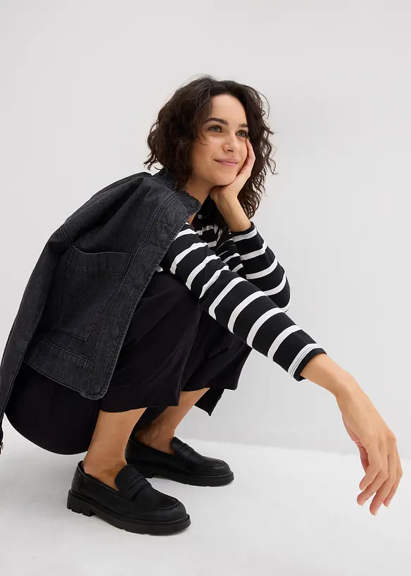 Pantaloni a carota in misto lino e viscosa, lunghezza 7/8, bonprix