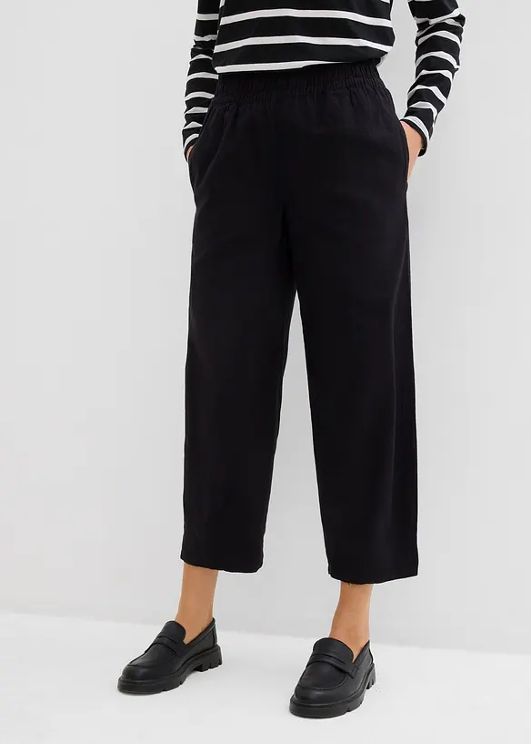 Pantaloni a carota in misto lino e viscosa, lunghezza 7/8, bonprix