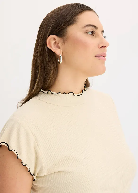 Maglia a costine con finiture arricciate, bonprix