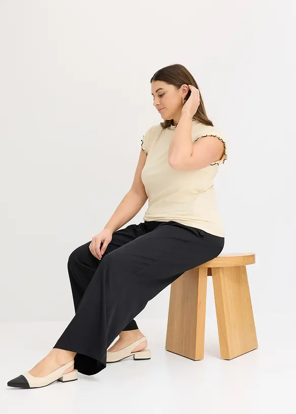 Maglia a costine con finiture arricciate, bonprix