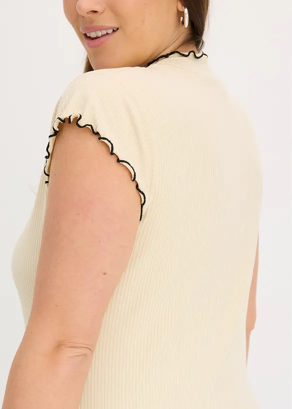 Maglia a costine con finiture arricciate, bonprix