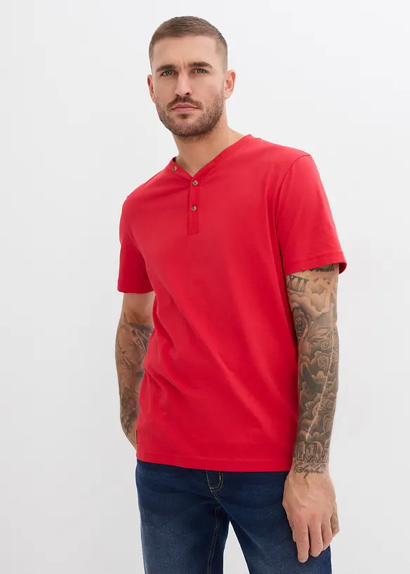 Maglia serafino a maniche corte in puro cotone biologico (pacco da 2), bonprix