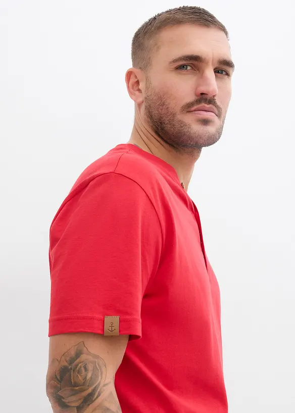 Maglia serafino a maniche corte in puro cotone biologico (pacco da 2), bonprix