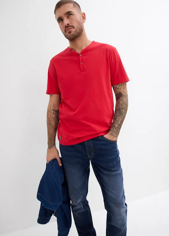 Maglia serafino a maniche corte in puro cotone biologico (pacco da 2), bonprix