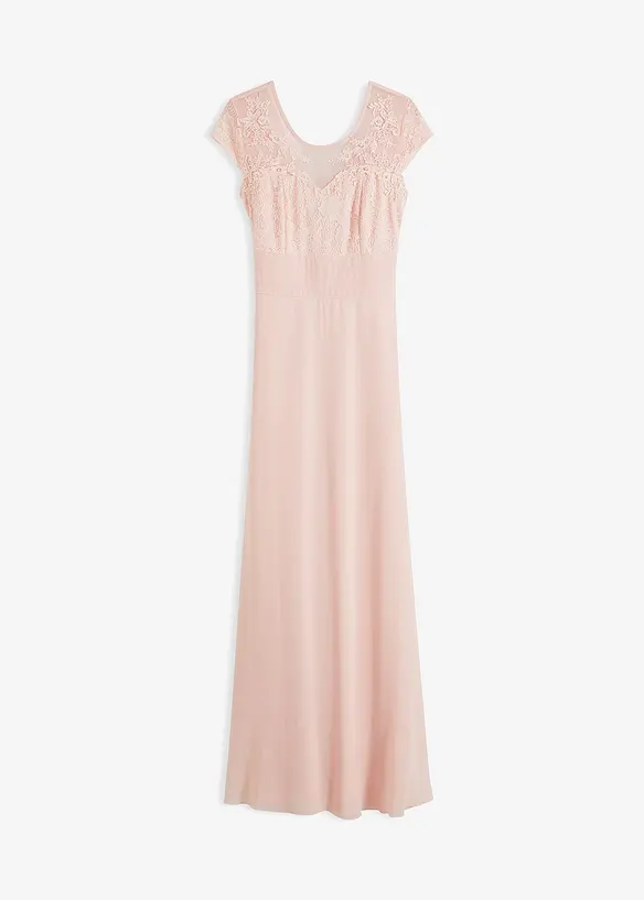 Abito in chiffon con pizzo e fascia da allacciare, bonprix