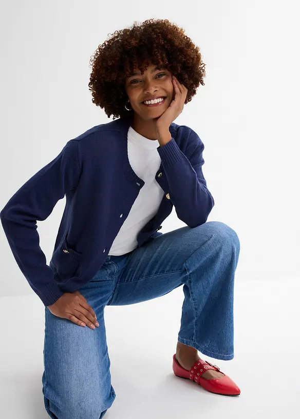 Jeans wide leg, vita media, bonprix