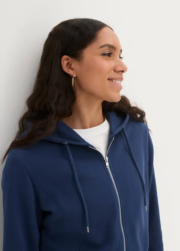 Felpa lunga con cerniera e tasche zippate, bonprix