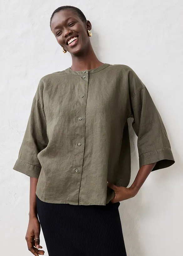 Blusa oversize in puro lino, bonprix