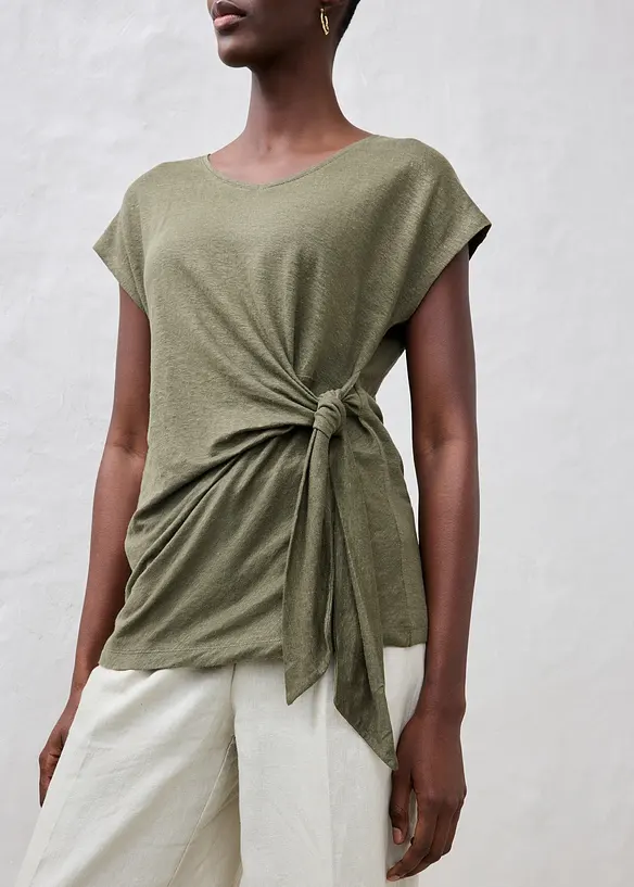 Maglia a portafoglio in puro lino, bonprix