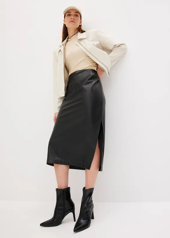 Gonna midi in similpelle, bonprix