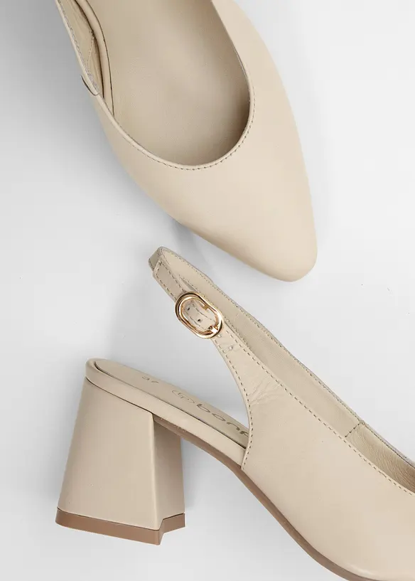 Décolleté slingback in pelle, bonprix