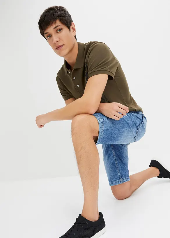 Bermuda elasticizzati in jeans leggero con elastico in vita, slim fit, bonprix