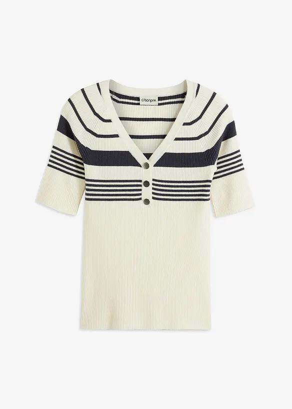 Maglione in filato fine con bottoni decorativi, bonprix