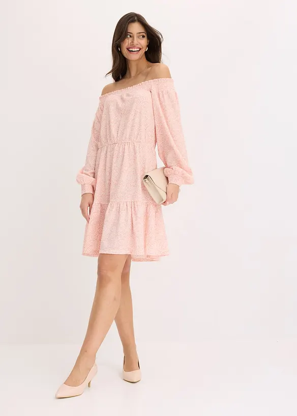 Abito fantasia con spalle scoperte, bonprix