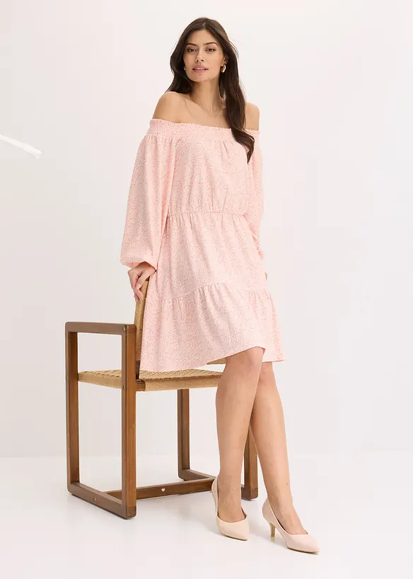 Abito fantasia con spalle scoperte, bonprix