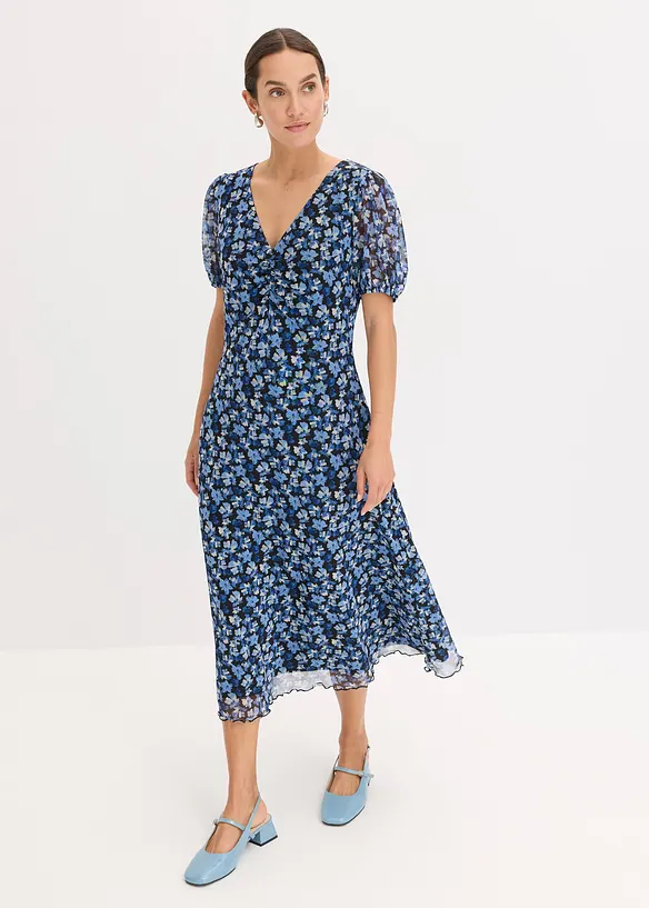 Abito midi in mesh stampato, bonprix