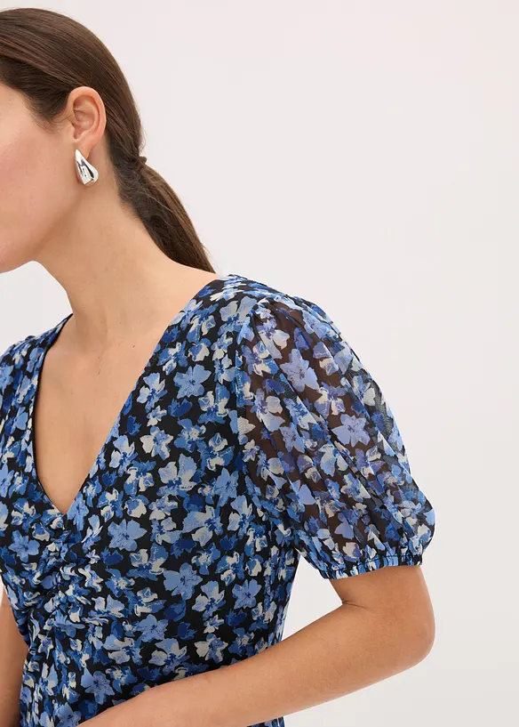 Abito midi in mesh stampato, bonprix