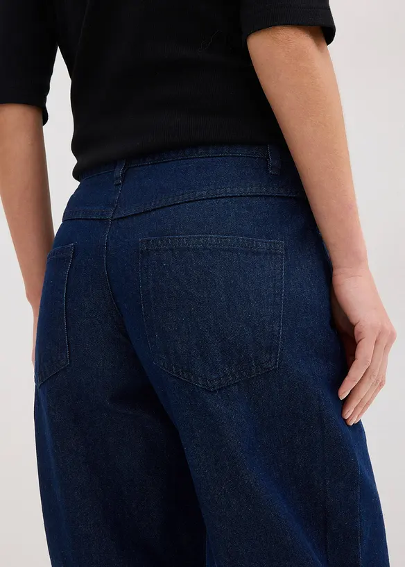 Jeans barrel in cotone biologico, vita media, bonprix