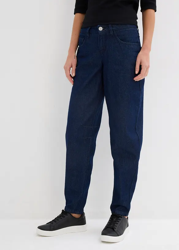 Jeans barrel in cotone biologico, vita media, bonprix