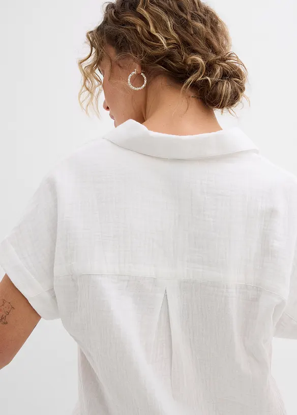 Blusa a maniche corte in mussola leggera, bonprix