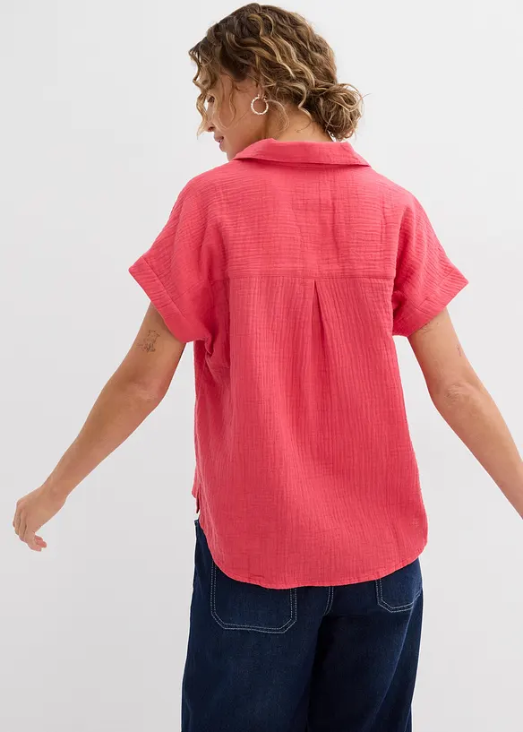Blusa a maniche corte in mussola leggera, bonprix
