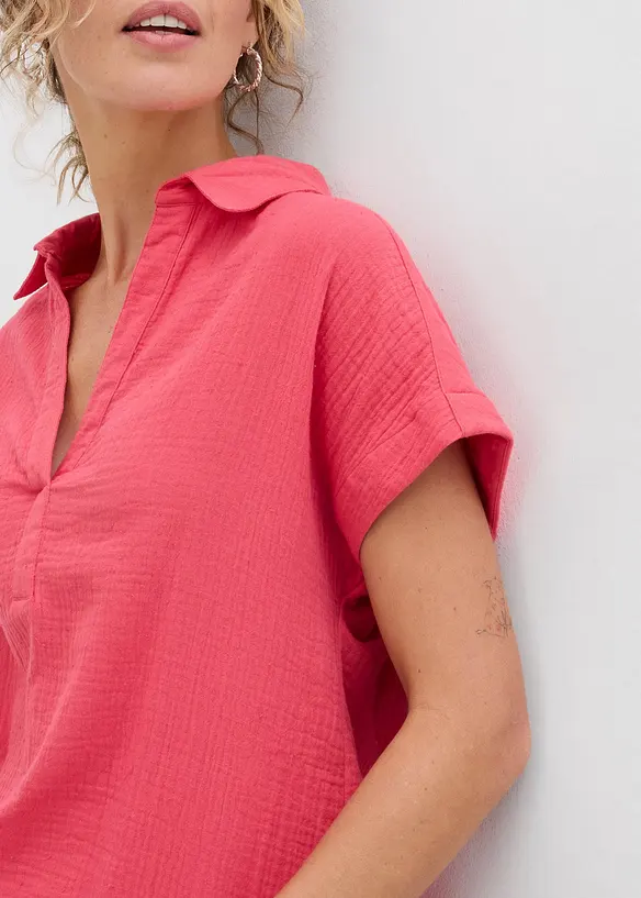 Blusa a maniche corte in mussola leggera, bonprix