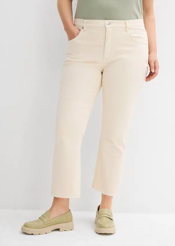 Jeans flared cropped, vita alta, bonprix