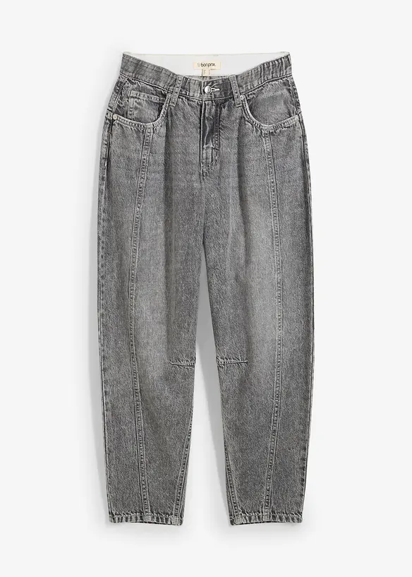 Jeans barrel cropped low stretch, vita media, bonprix