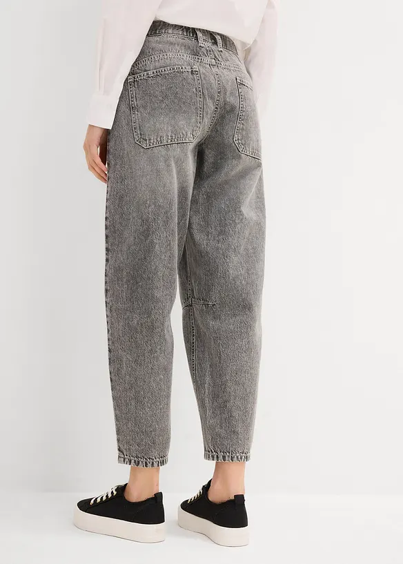 Jeans barrel cropped low stretch, vita media, bonprix
