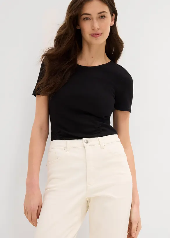 Mom jeans cropped, vita alta, bonprix