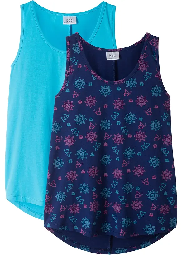 Top in misto cotone biologico elasticizzato (pacco da 2), bonprix