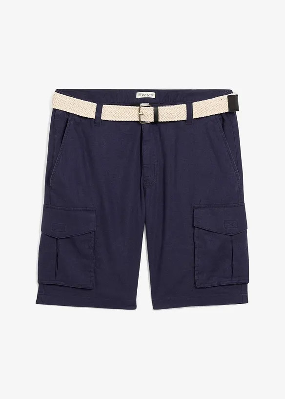 Bermuda cargo in misto lino con cintura, regular fit, bonprix