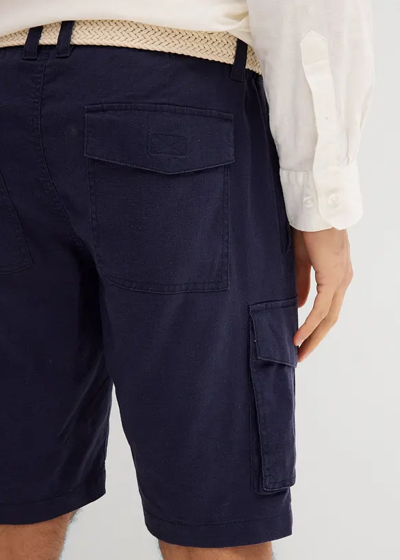 Bermuda cargo in misto lino con cintura, regular fit, bonprix