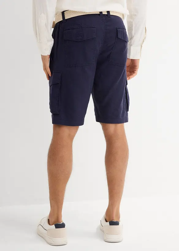 Bermuda cargo in misto lino con cintura, regular fit, bonprix