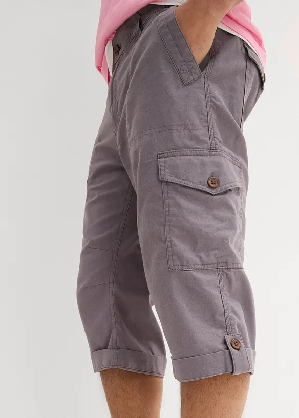 Bermuda cargo lunghi in fresco misto lino, regular fit, bonprix