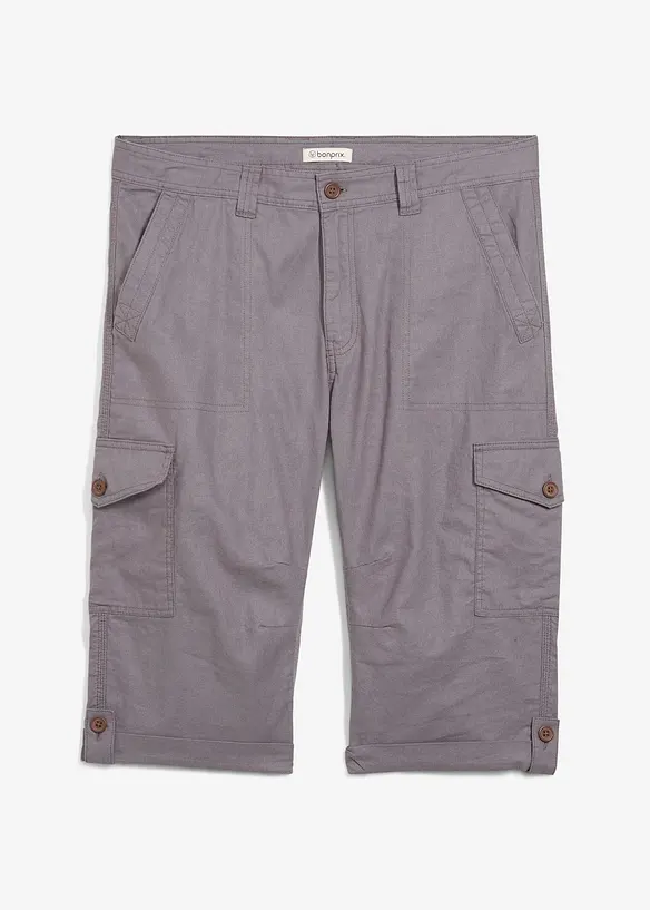 Bermuda cargo lunghi in fresco misto lino, regular fit, bonprix