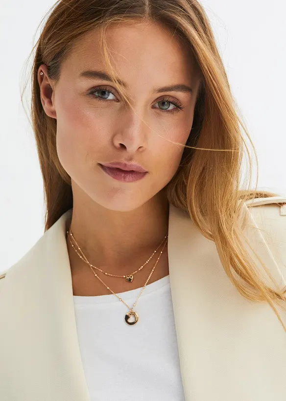Collane (set 2 pezzi) con zirconie, bonprix