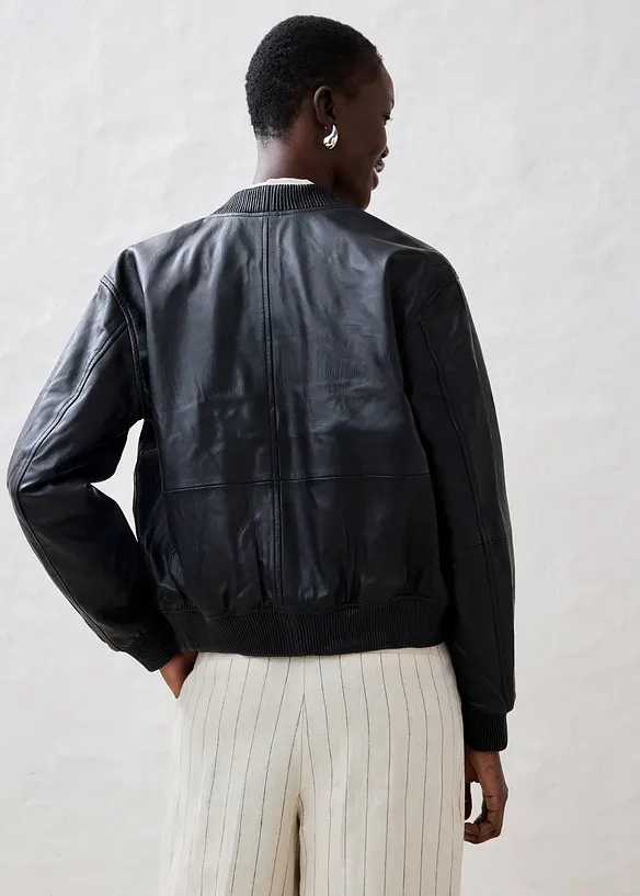 Bomber in nappa di agnello, bonprix