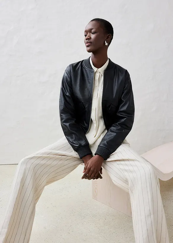 Bomber in nappa di agnello, bonprix