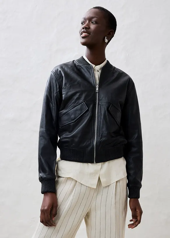 Bomber in nappa di agnello, bonprix