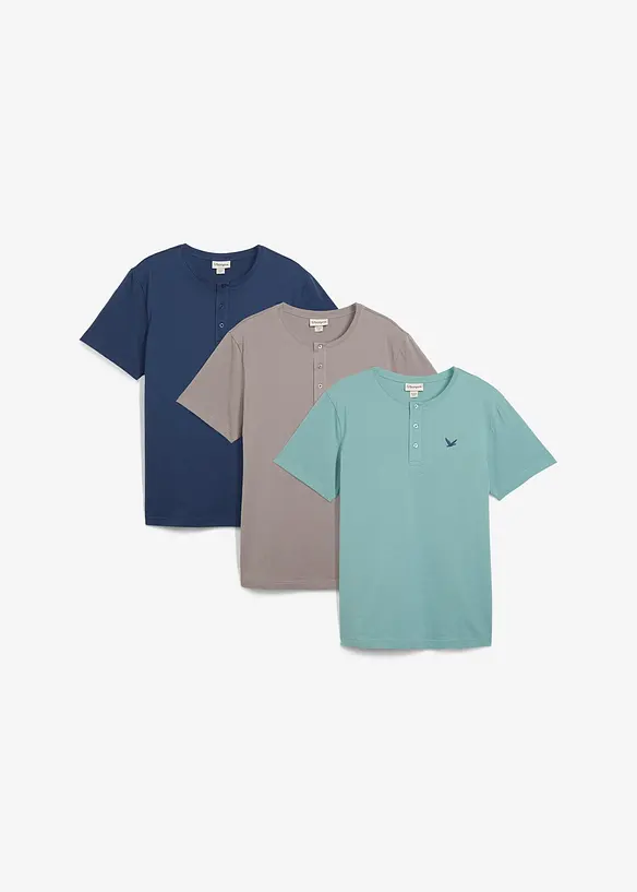 Maglia serafino in puro cotone biologico (pacco da 3), bonprix