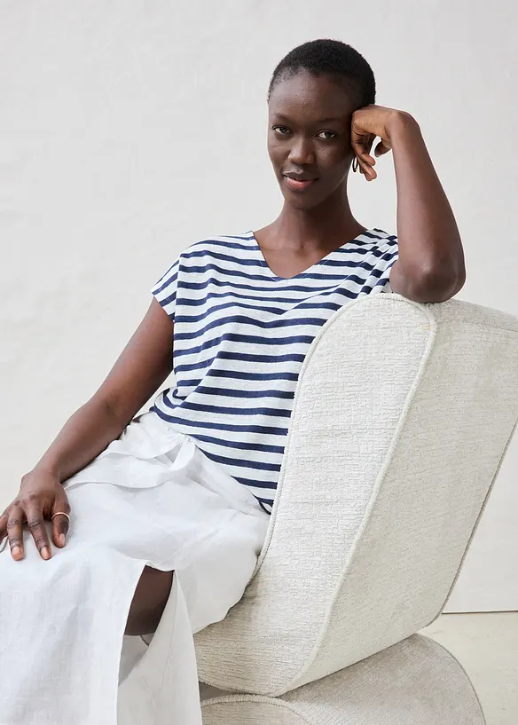 Maglia in puro lino con maniche a pipistrello, bonprix